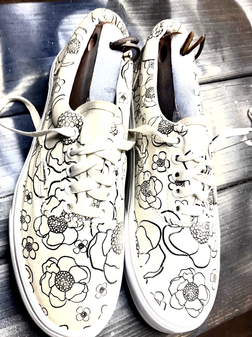 Vans White Floral Lace-Up Sneakers